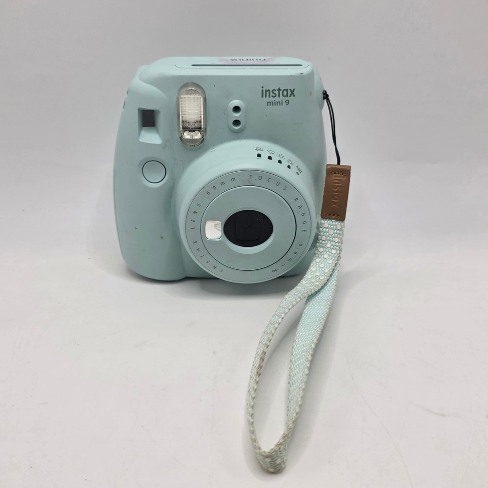 Fujifilm Instax Mini 9 Instant Film Camera Ice Blue Retro Selfie Mirror Untested
